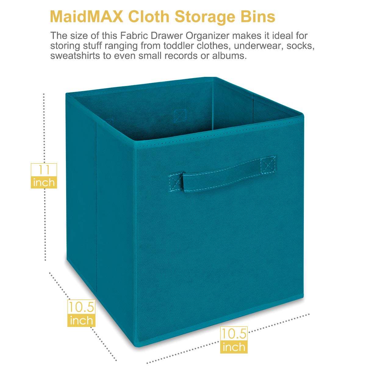 MaidMAX teal storage bin closeup fabric texture for durable non-woven material