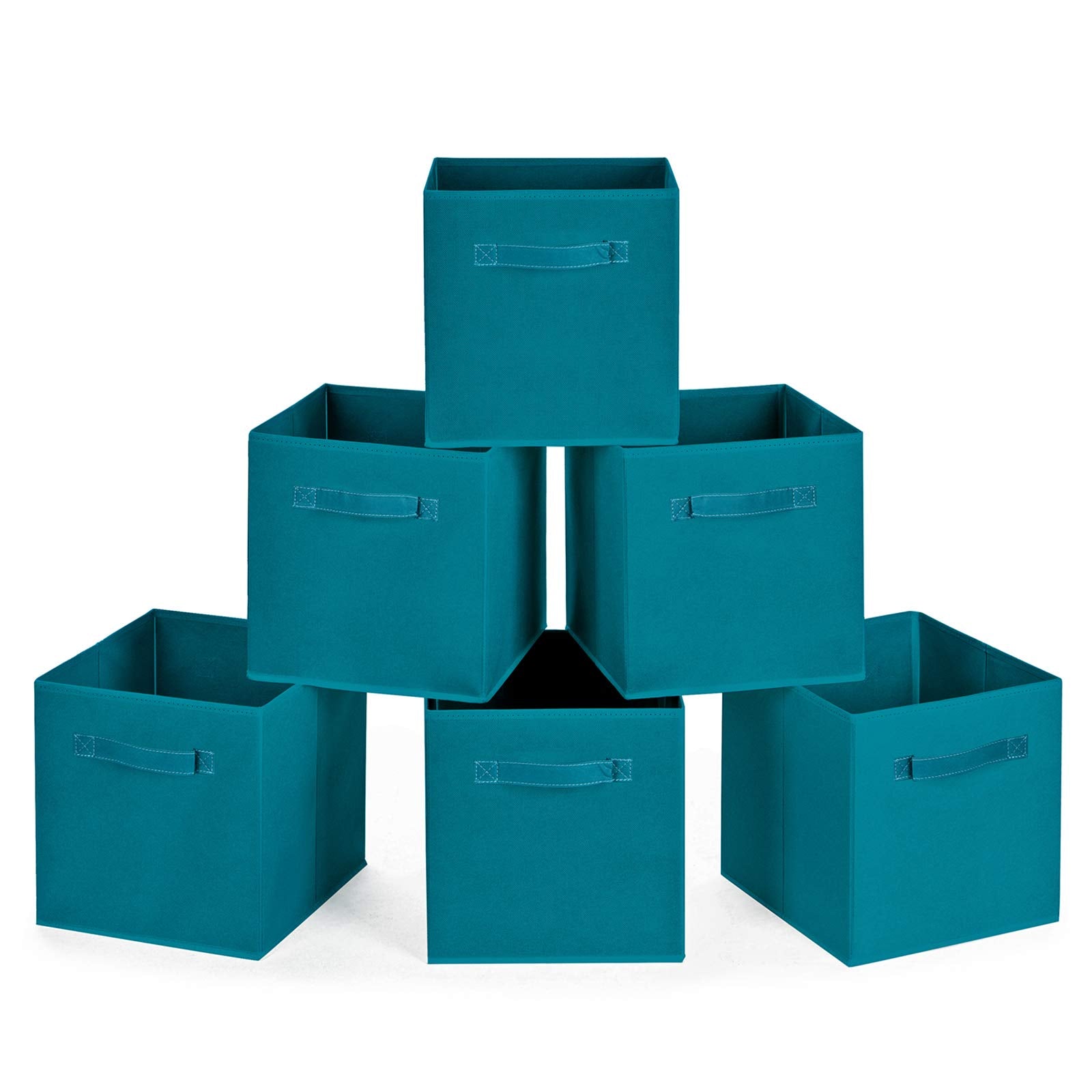 MaidMAX teal storage bin open showing roomy interior for socks and small items
