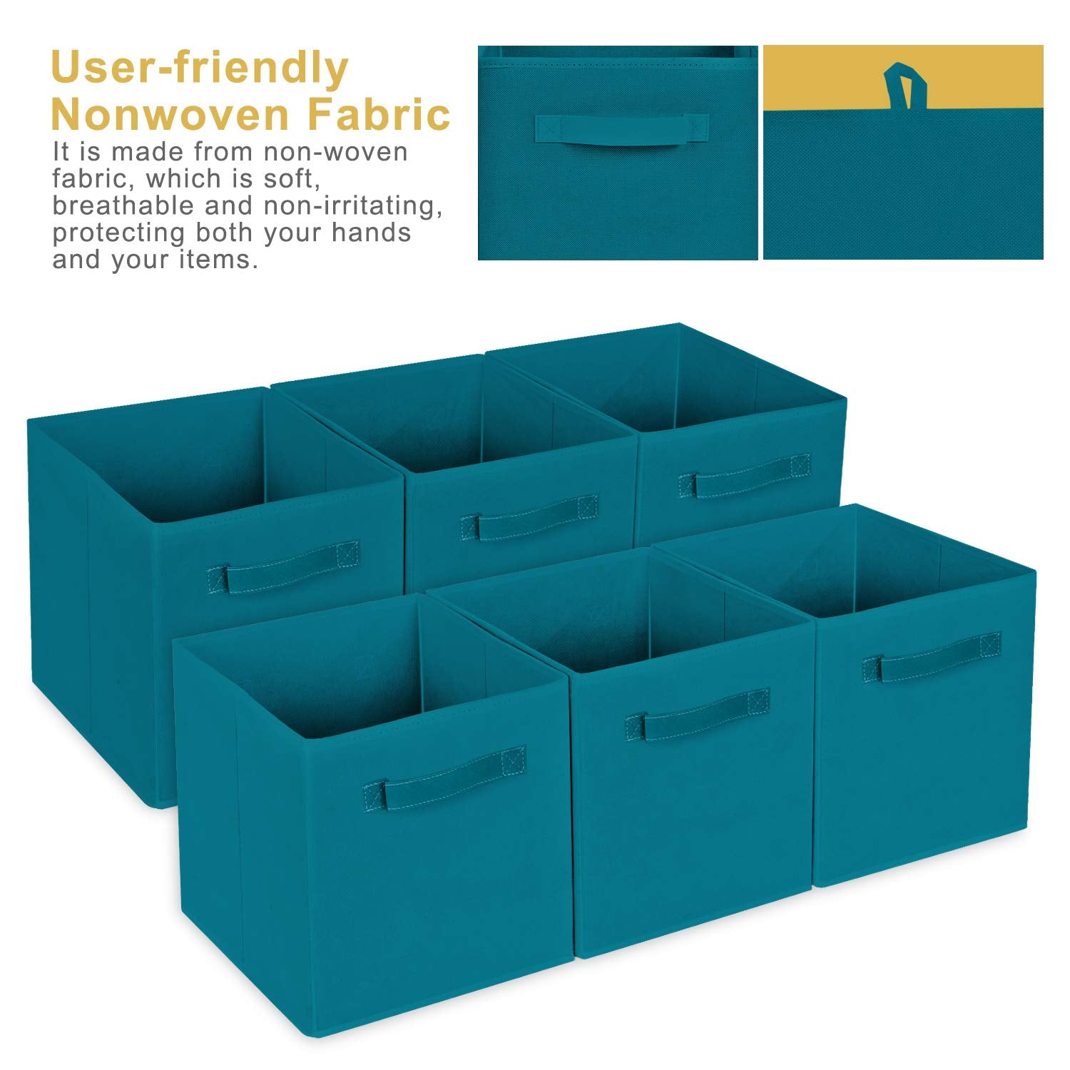 MaidMAX teal storage bin stacked folded for space-saving storage
