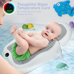 MAIKKB baby bath support with thermometer front for warmth cue