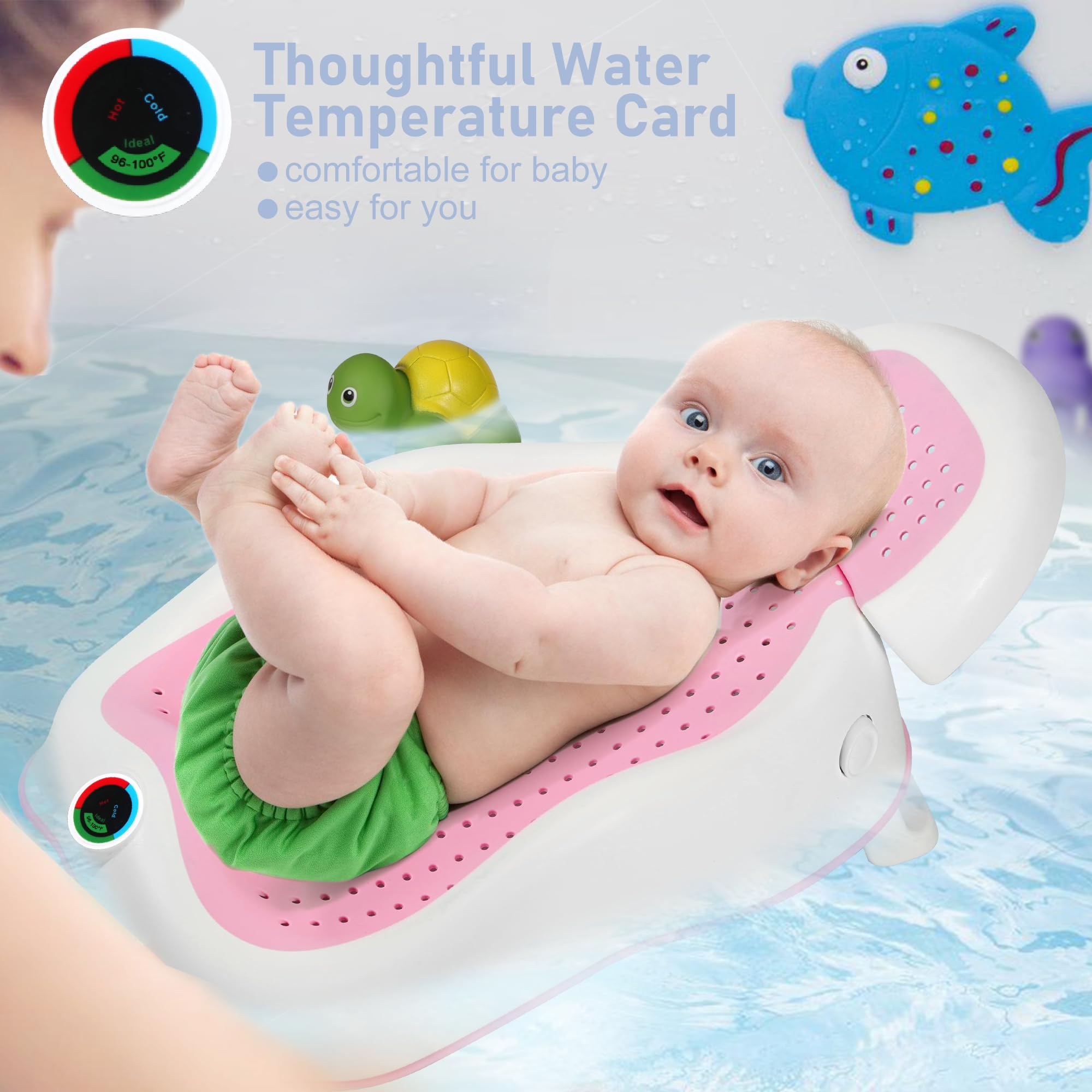 MAIKKB foldable baby tub with silicone base for stable, compact storage.