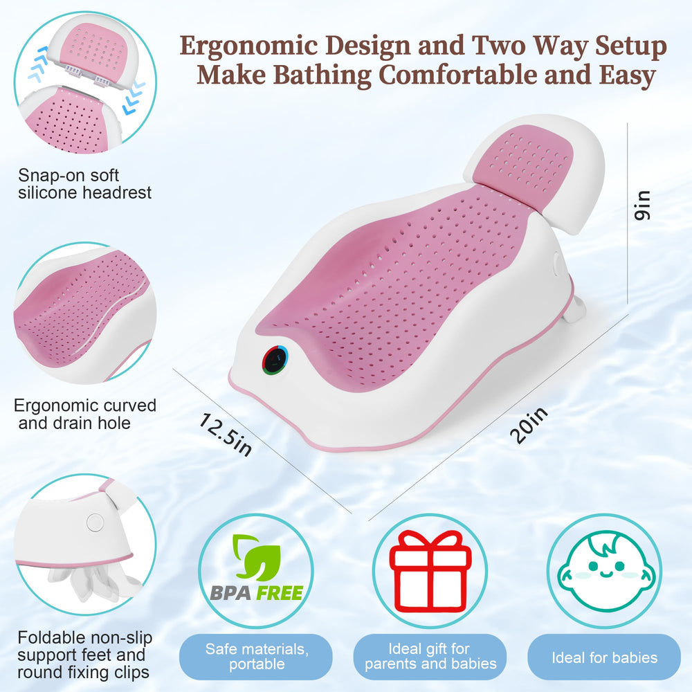 MAIKKB ergonomic, soft-touch design supports delicate skin during newborn bathing.
