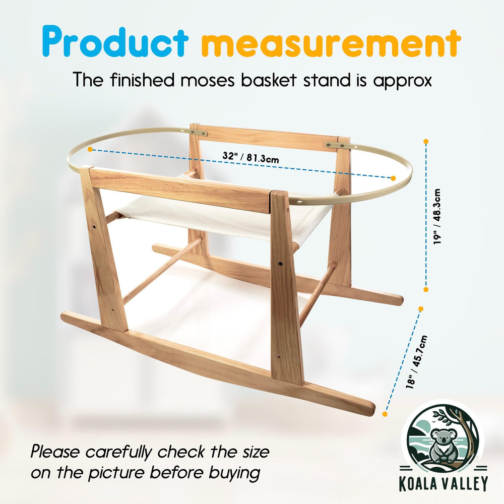 Mainefield Pacific Moses Basket Stand adjustable feet ensure stability for stationary or rocking use.