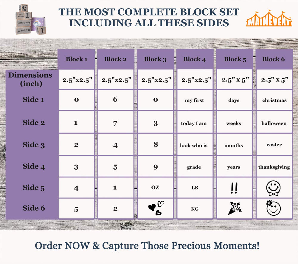 MAINEVENT Rustic Baby Monthly Blocks in-box gift pack ideal for baby showers