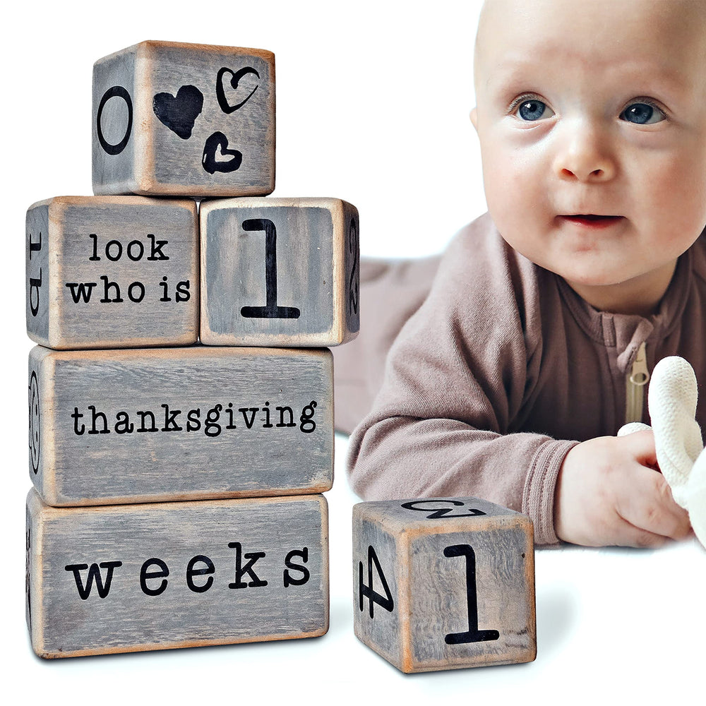MAINEVENT Rustic Baby Monthly Blocks neutral boho design for any nursery