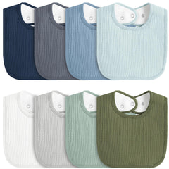 MairMore 8-pack bibs in colorful set protect outfits during feeding and teething.