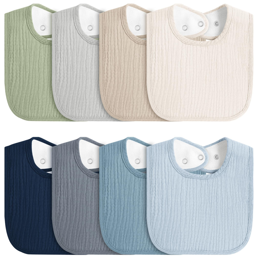 MairMore 8-pack bibs packaging shows gift-ready set and storage-friendly design