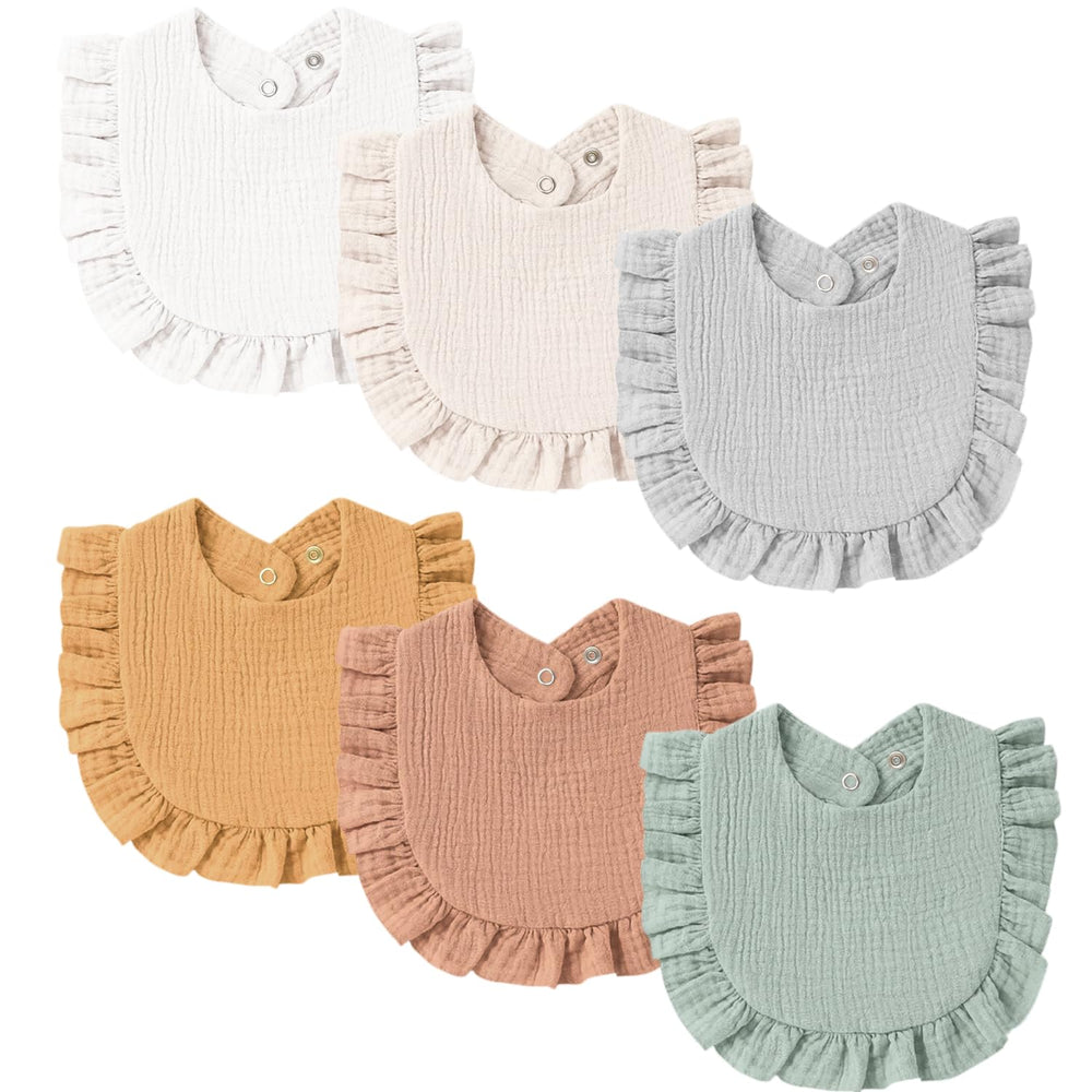 MairMore baby muslin bibs closeup showing soft cotton texture for gentle drool absorption.