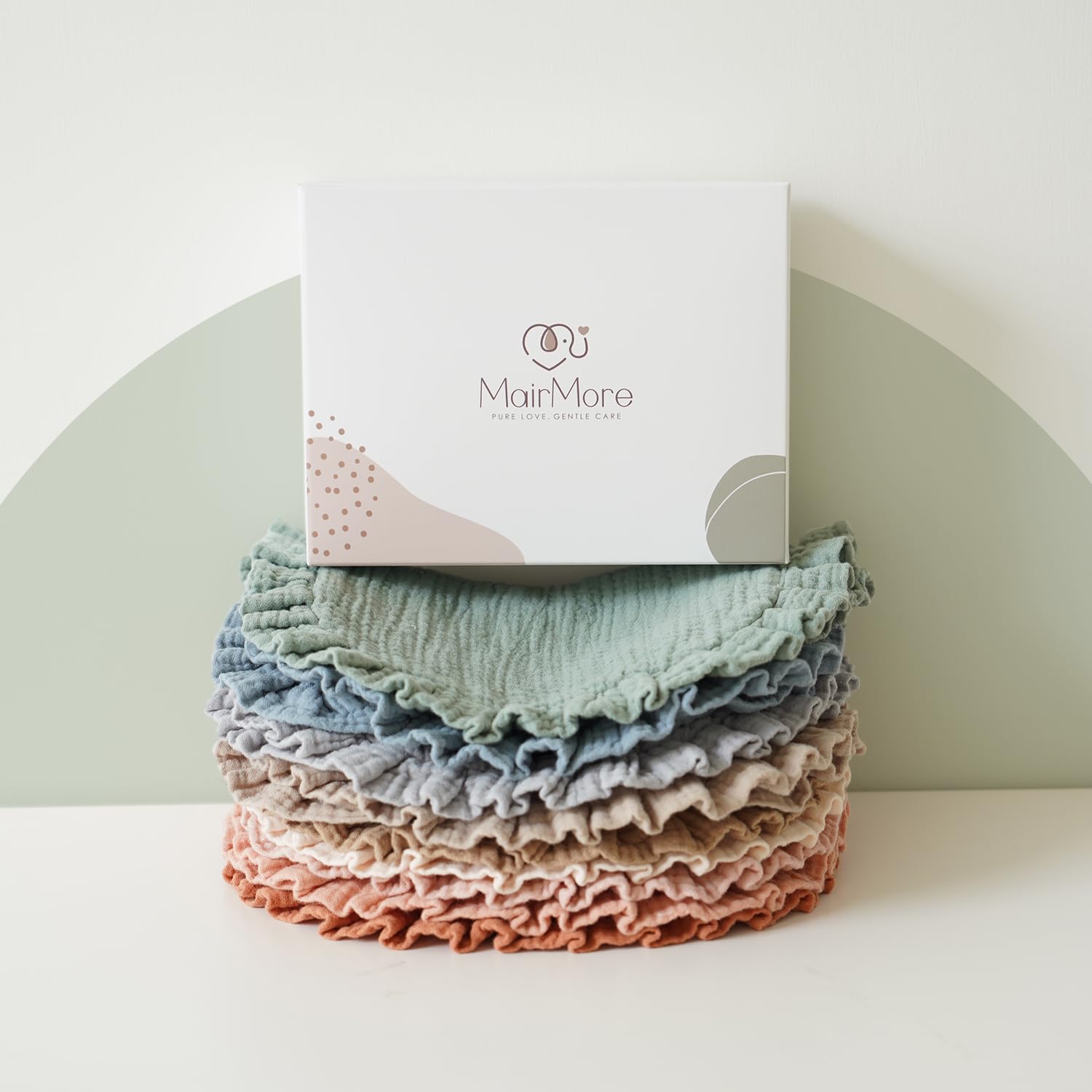 MairMore bib with flounce border design for a cute look.