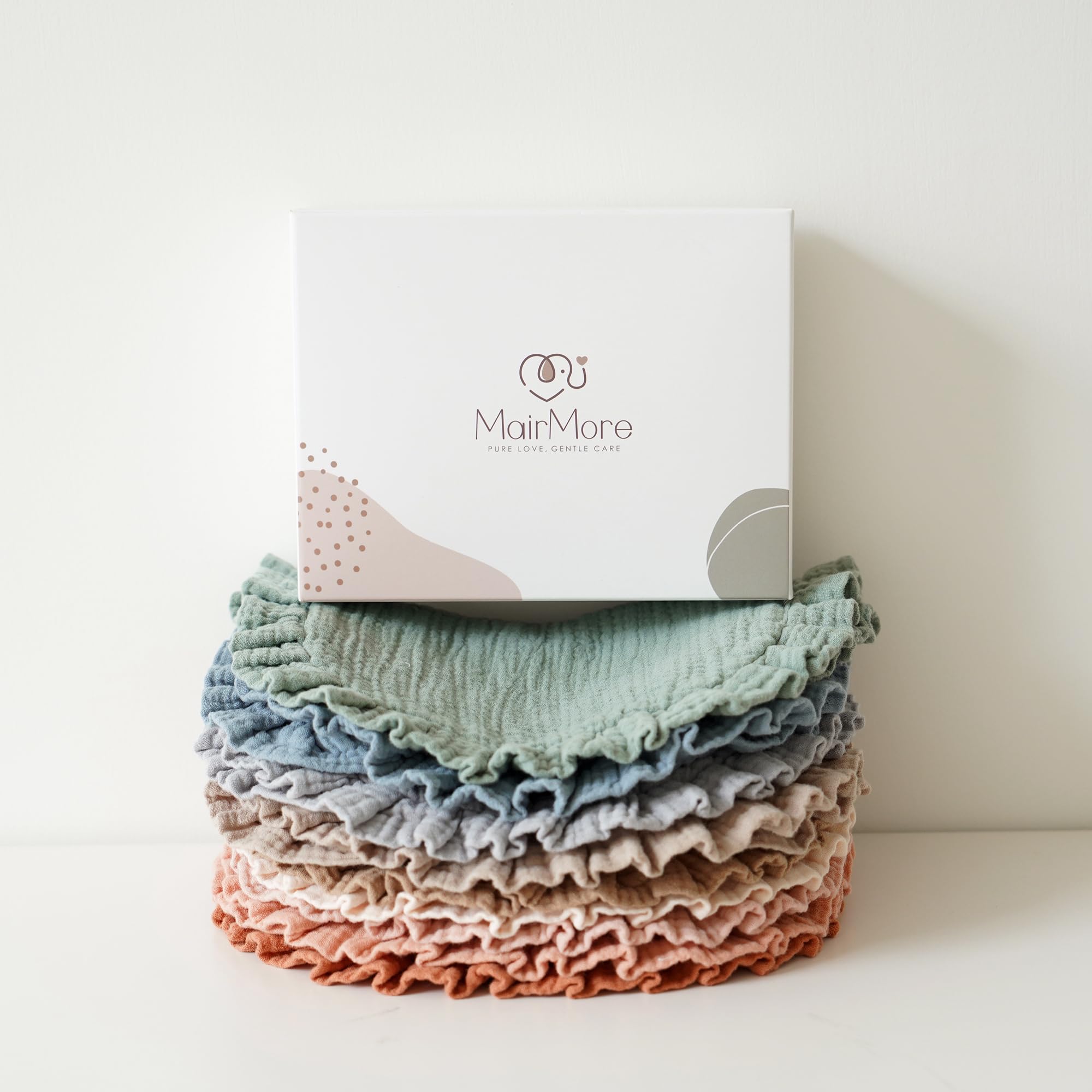 MairMore bandana bib being cared for to illustrate durable, easy care fabric