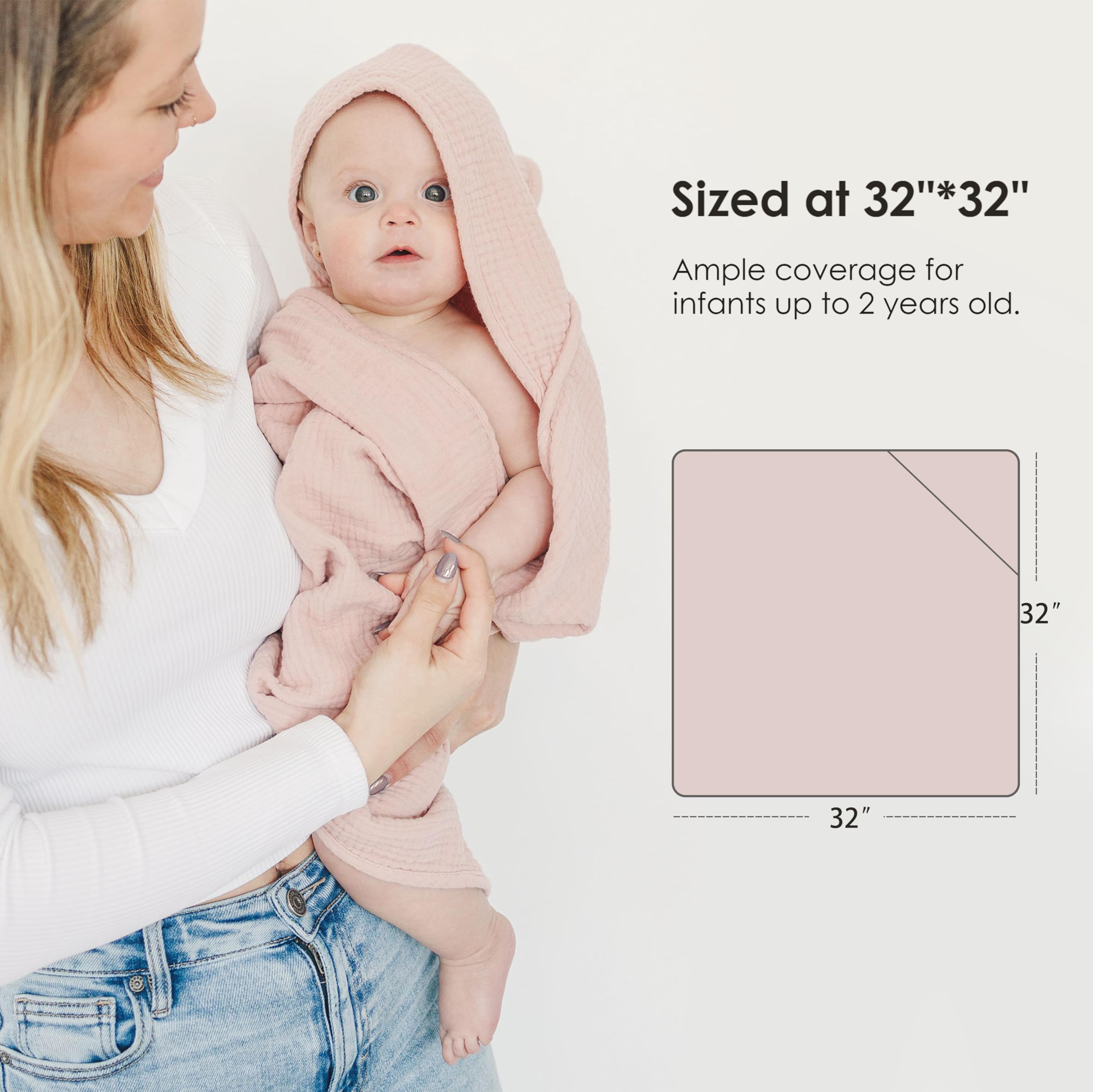MairMore hooded towel hood detail highlights warmth for baby's head and ears.