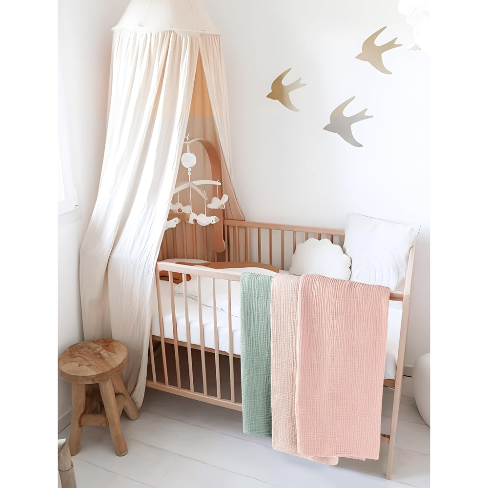 MairMore muslin baby blanket neutral-design offers versatile nursery styling