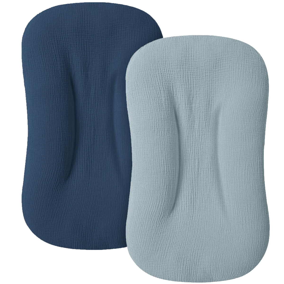 MairMore muslin baby cover dark blue close-up stitching for breathable comfort