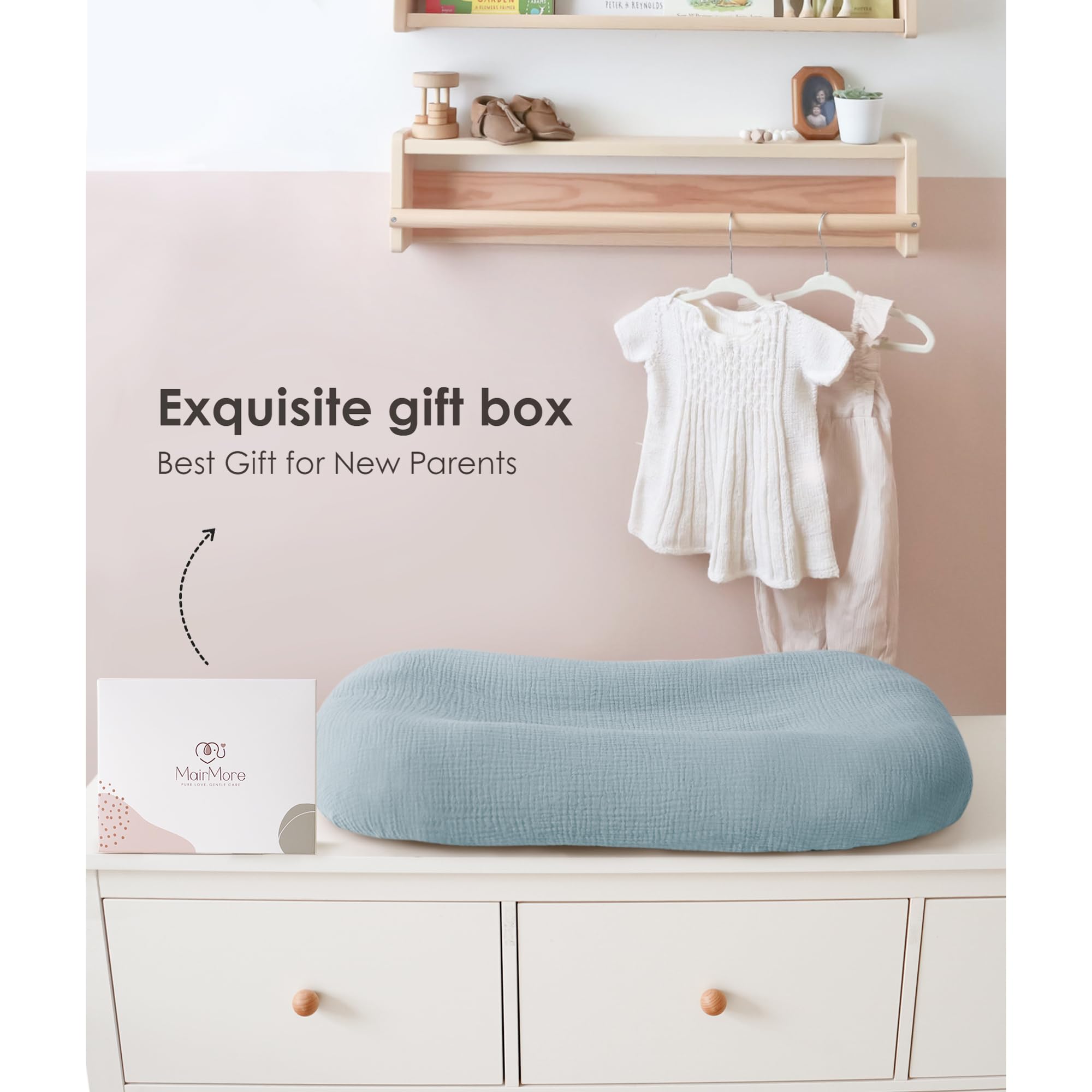 MairMore muslin baby cover dark blue folded view showing easy storage