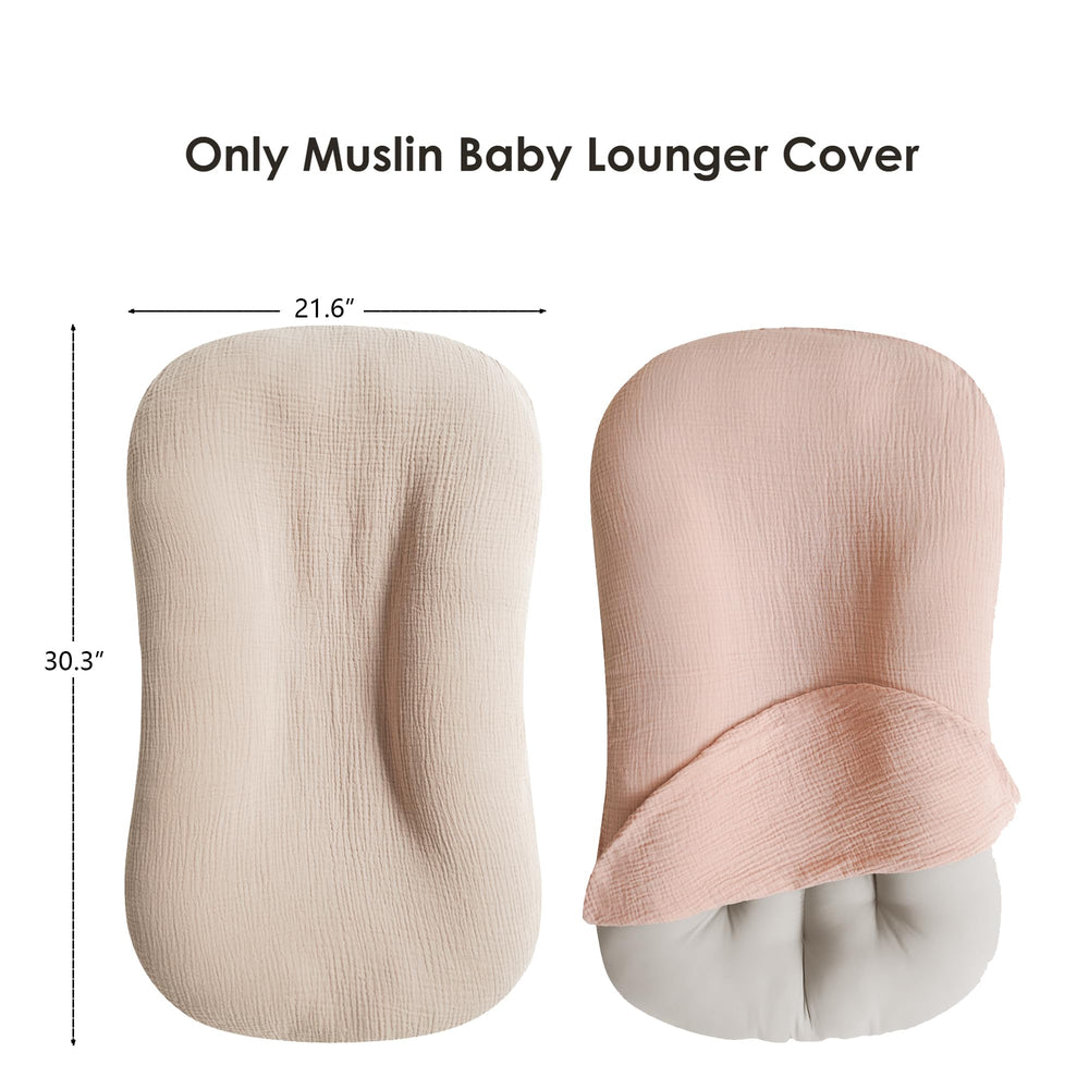 MairMore two-pack muslin lounger cover packaging highlights gift-ready presentation and versatile colors.