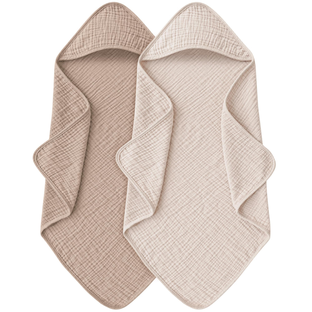 MairMore hooded muslin towel with plush post-bath comfort.