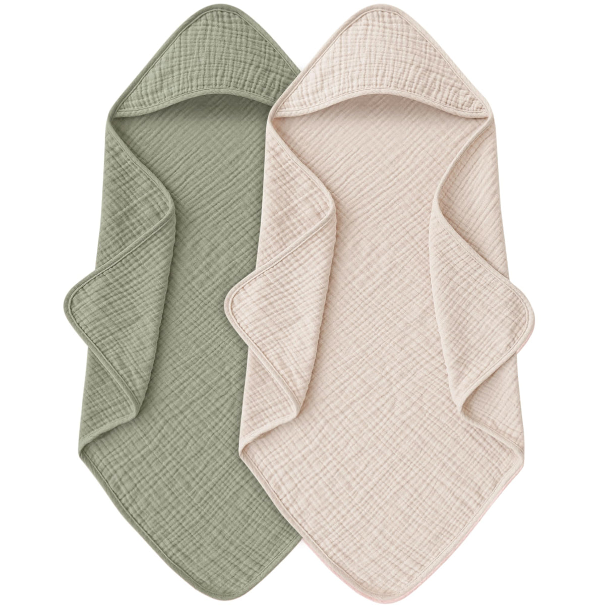 MairMore muslin baby towel hooded close-up shows four-layer softness for fast moisture absorption.