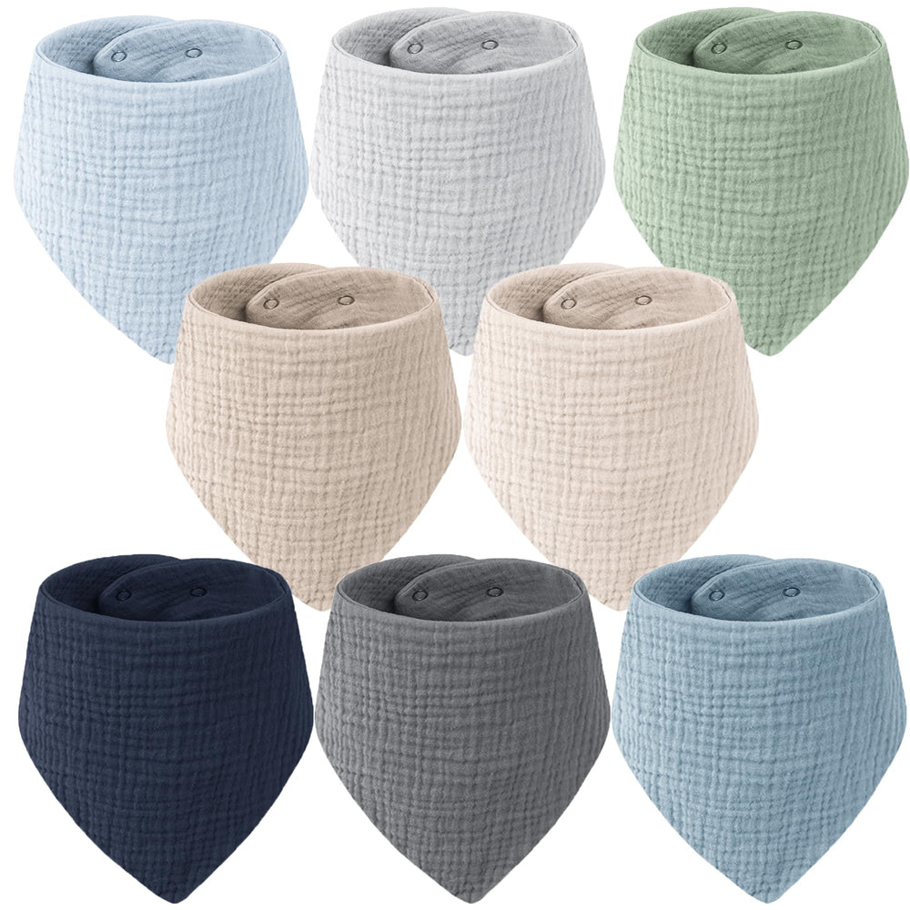 MairMore muslin bibs close-up shows soft fabric and gentle absorbency for drool.