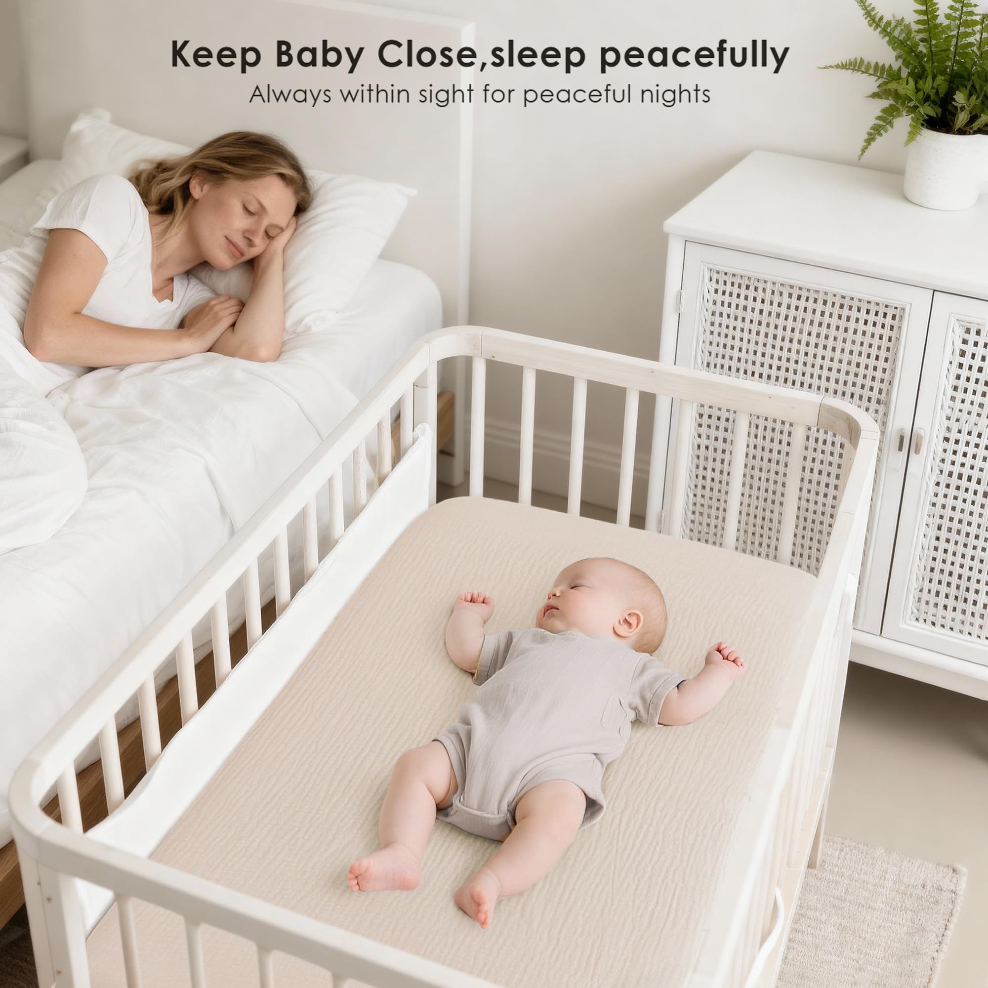 MairMore muslin fitted bassinet sheet hourglass-fit for stable, gentle baby bedding