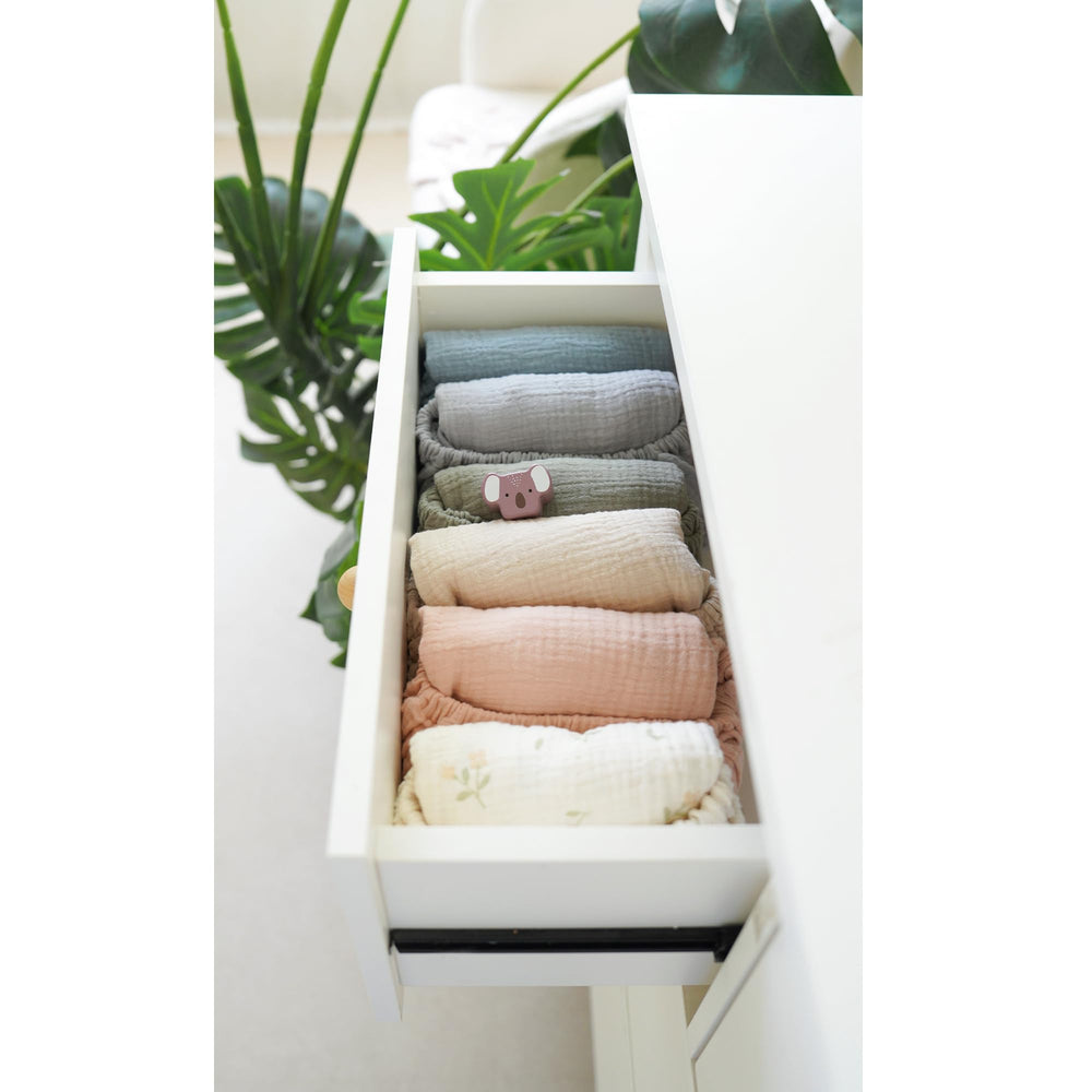 MairMore neutral-toned muslin sheet adds calm nursery style