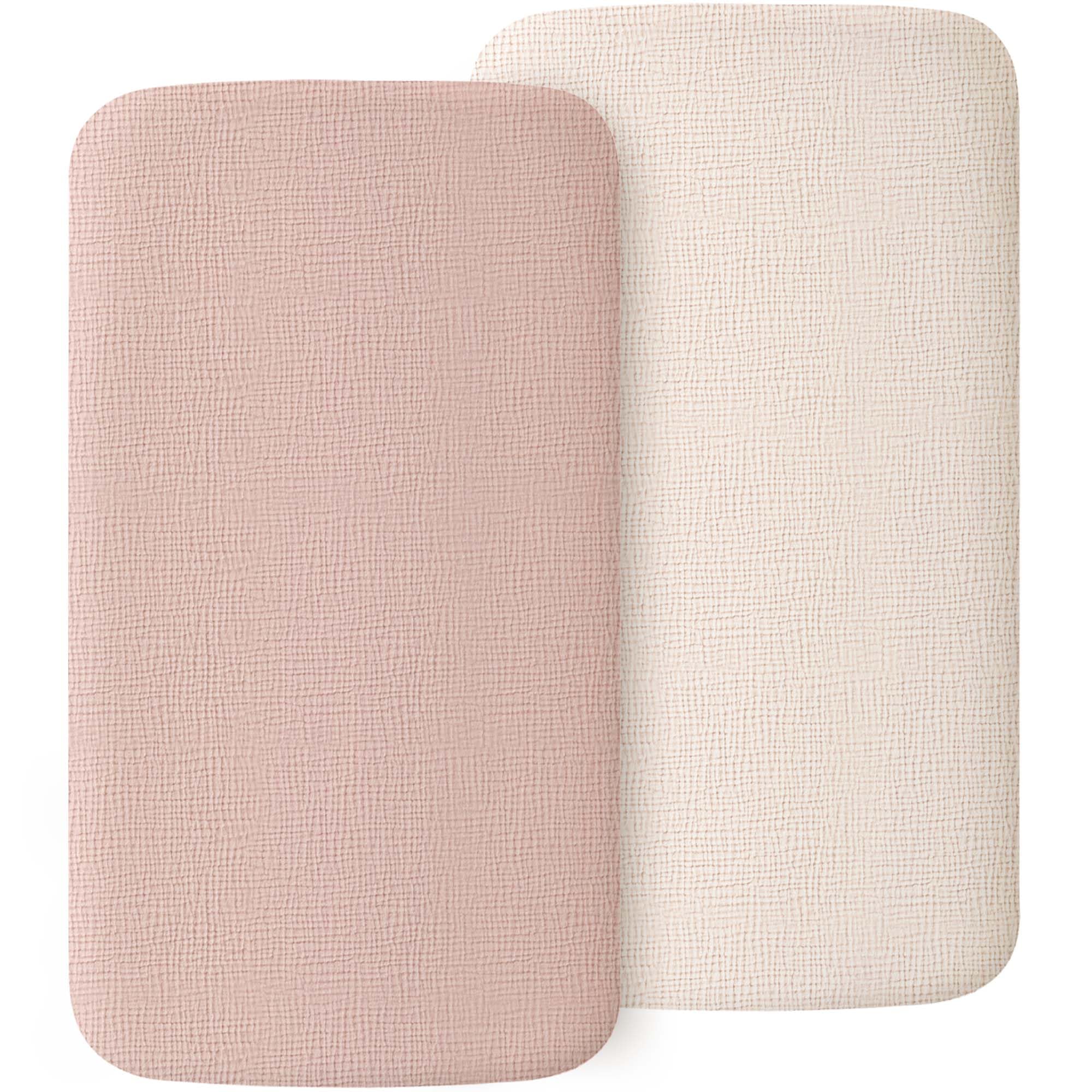 MairMore muslin fitted bassinet sheet with oval-fit and snug elastic edges for secure sleep