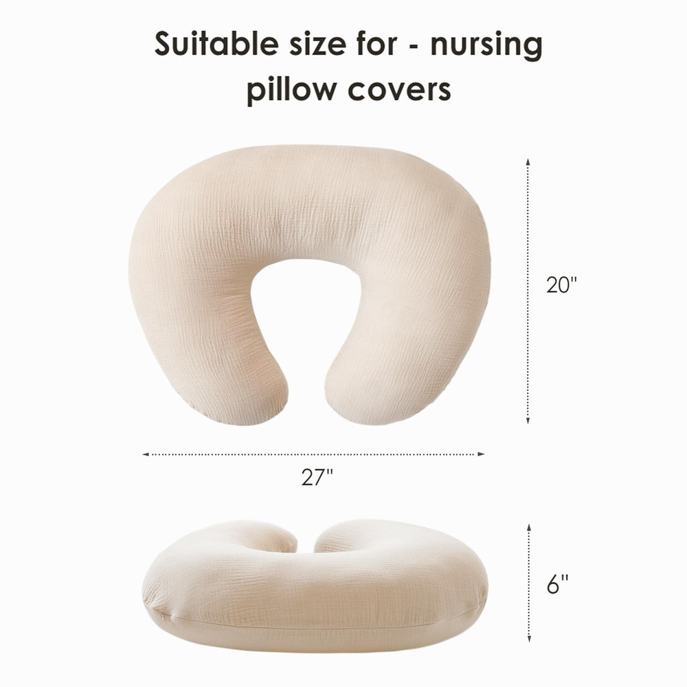 MairMore muslin nursing pillow cover in ivory offers gentle skin-friendly fabric for daily use.