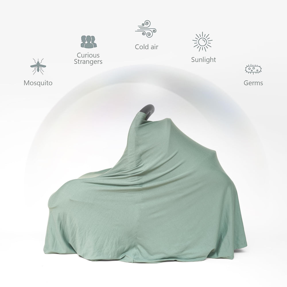 MairMore nursing cover used as stroller cover for on-the-go protection