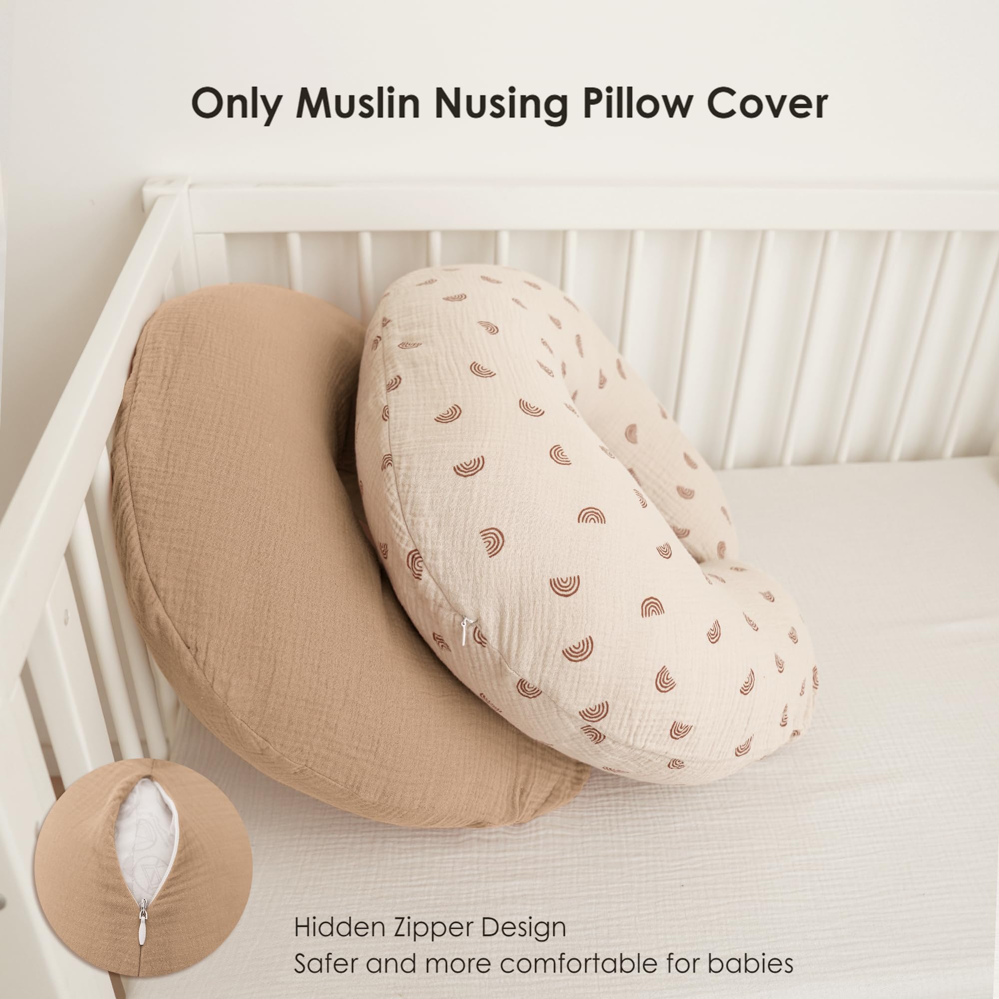 MairMore nursing pillow cover zipper secure fit; easy to change during busy feeding times