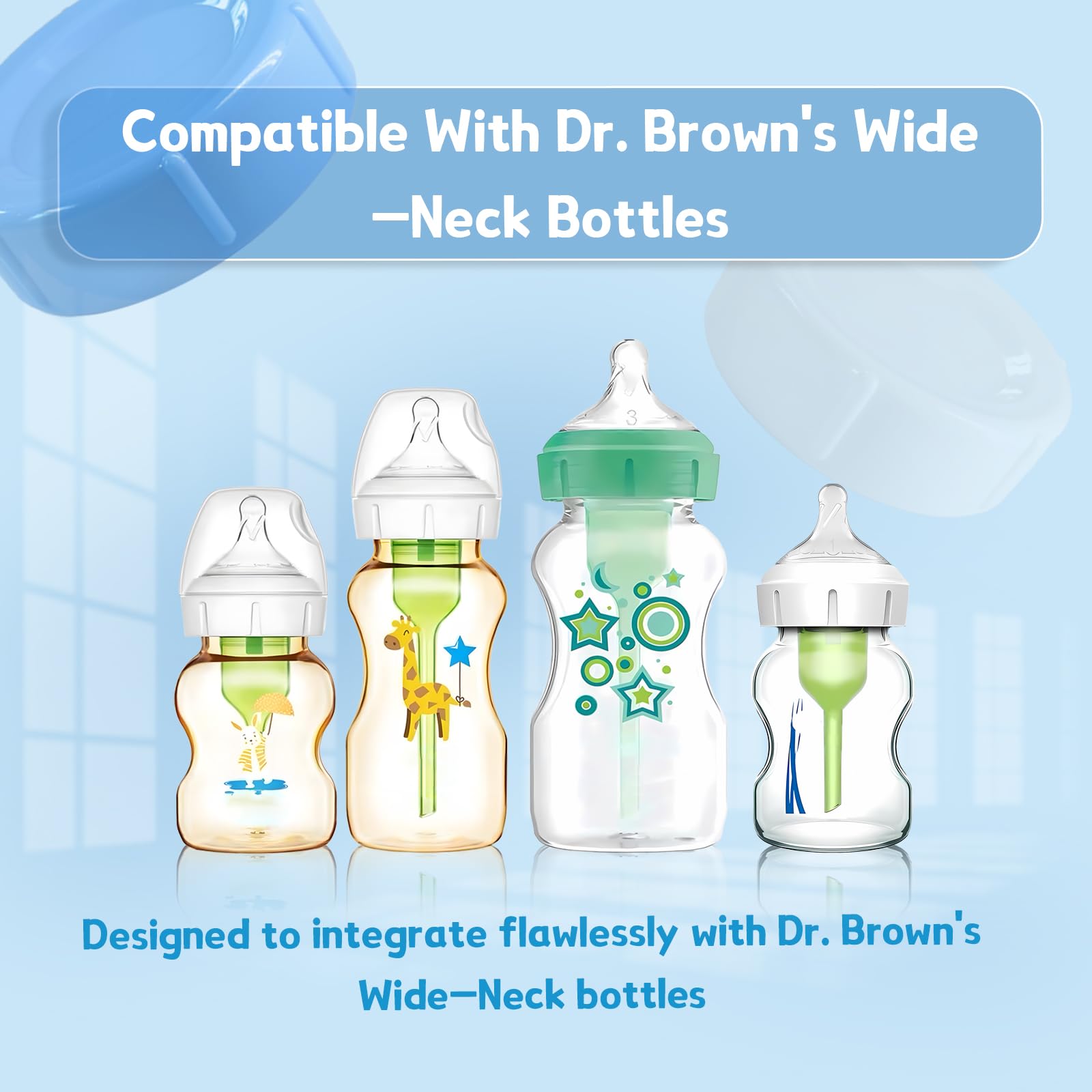MaiTianna dishwasher-safe bottle-cap shown for easy cleaning after feedings.