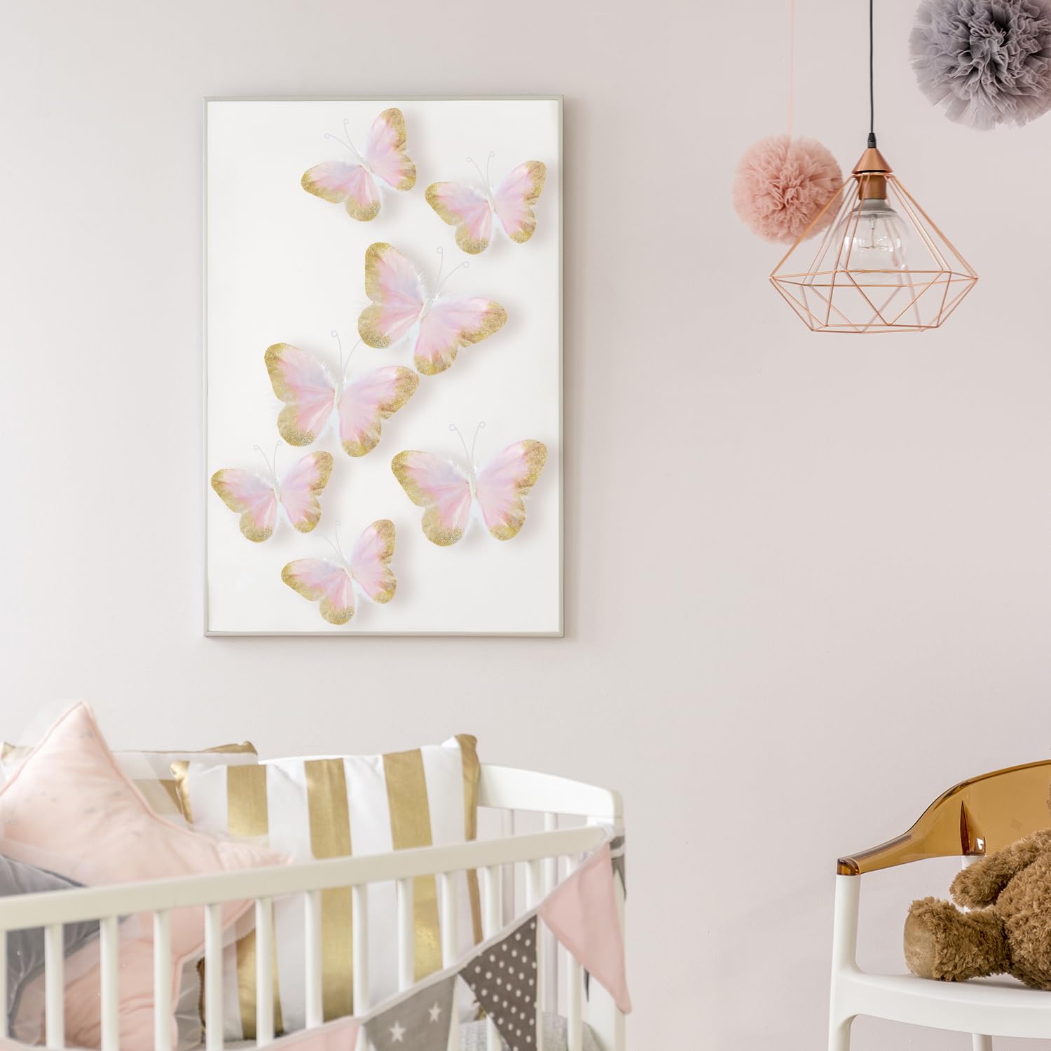 Maitys 3D feather decals with glue points for easy wall application.