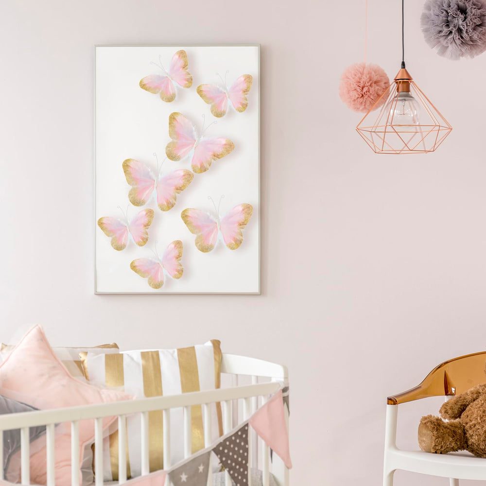 Maitys 3D feather decals with glue points for easy wall application.