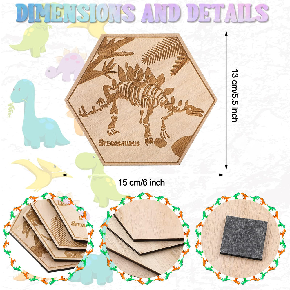 Maitys dinosaur wall art hexagon-dino-2 brightens playrooms with friendly laser-engraved dinos