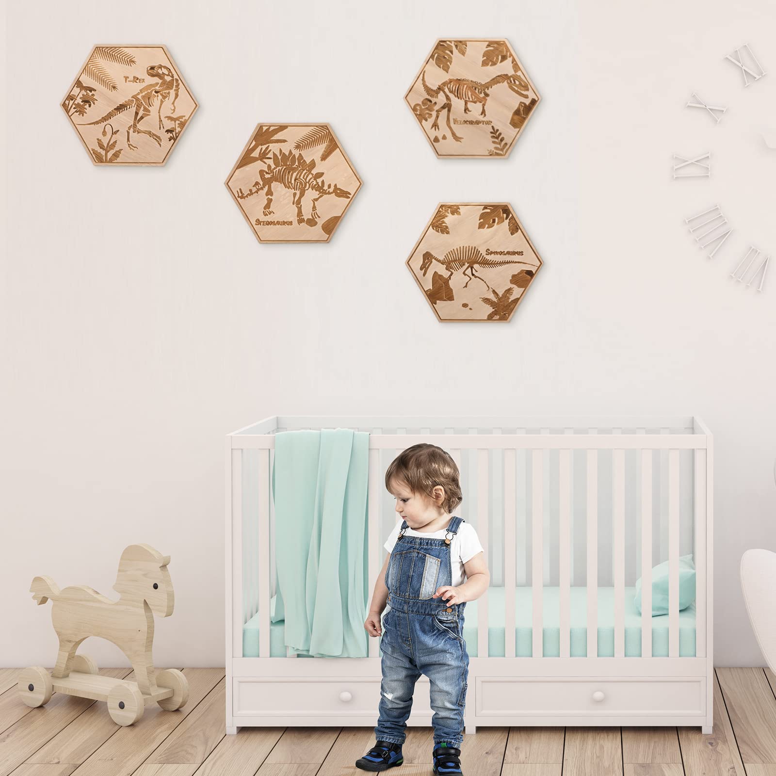 Maitys dinosaur wall art hexagon-dino-3 creates a classroom or nursery focal point