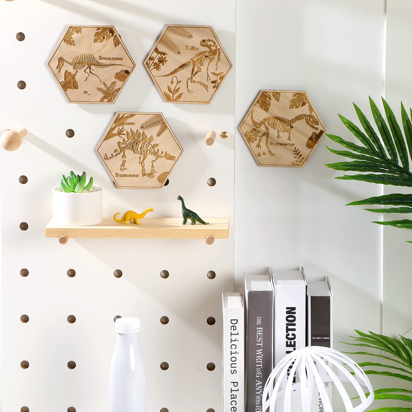 Maitys dinosaur wall art hexagon-dino-6 ready-to-hang style for nurseries and living areas