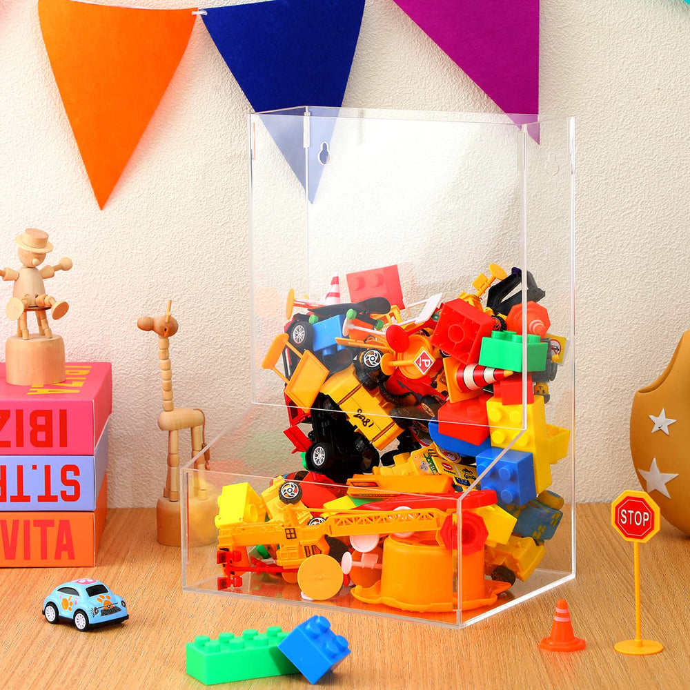Maitys playroom organizer keeps blocks, cars, trains and figures neatly grouped.