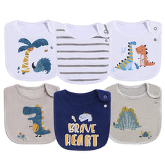 Maiwa dinosaur bibs front view with 3-layer waterproof design for drool protection