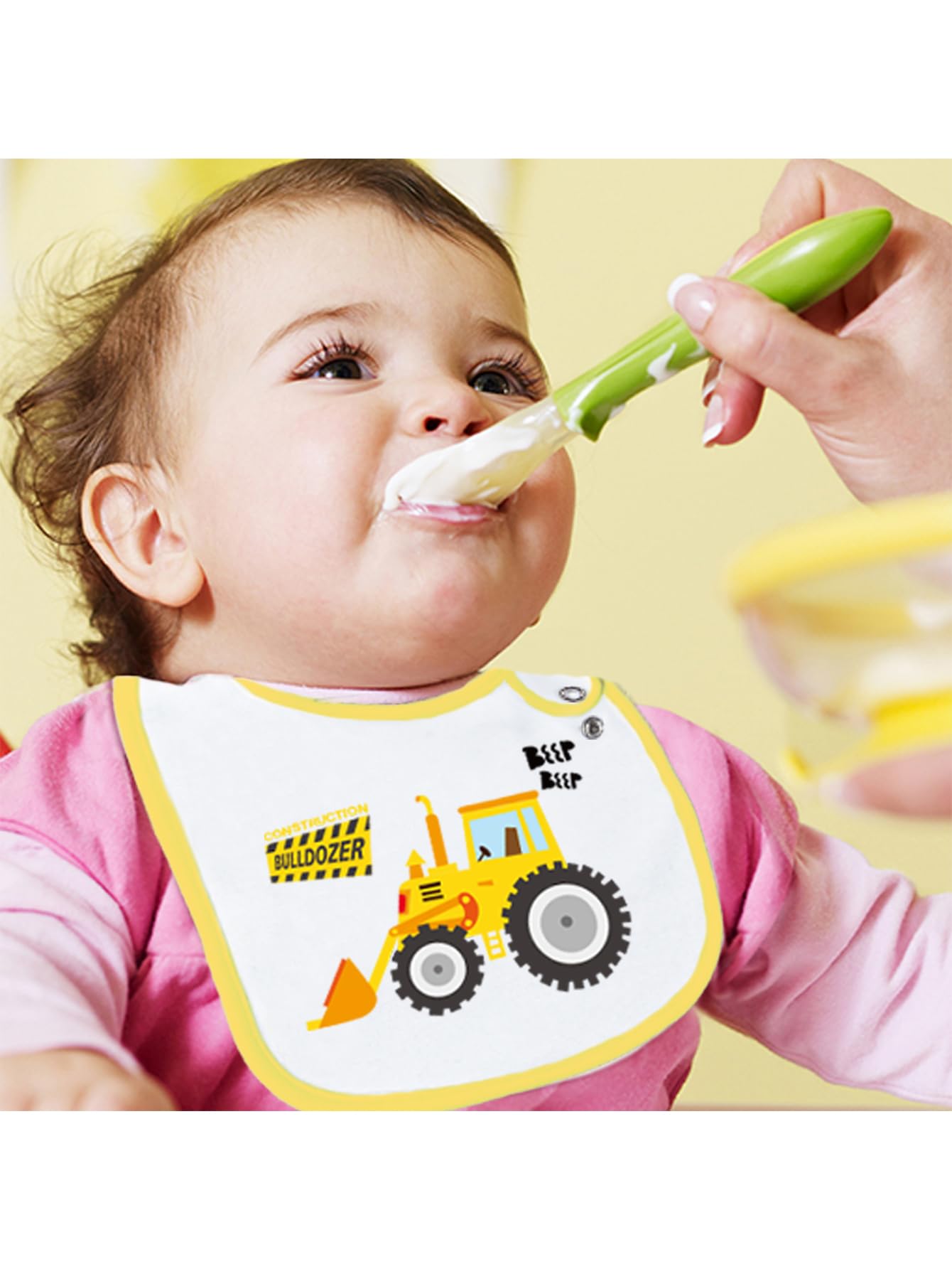 Maiwa bib protects clothing from drool and spills throughout the day.