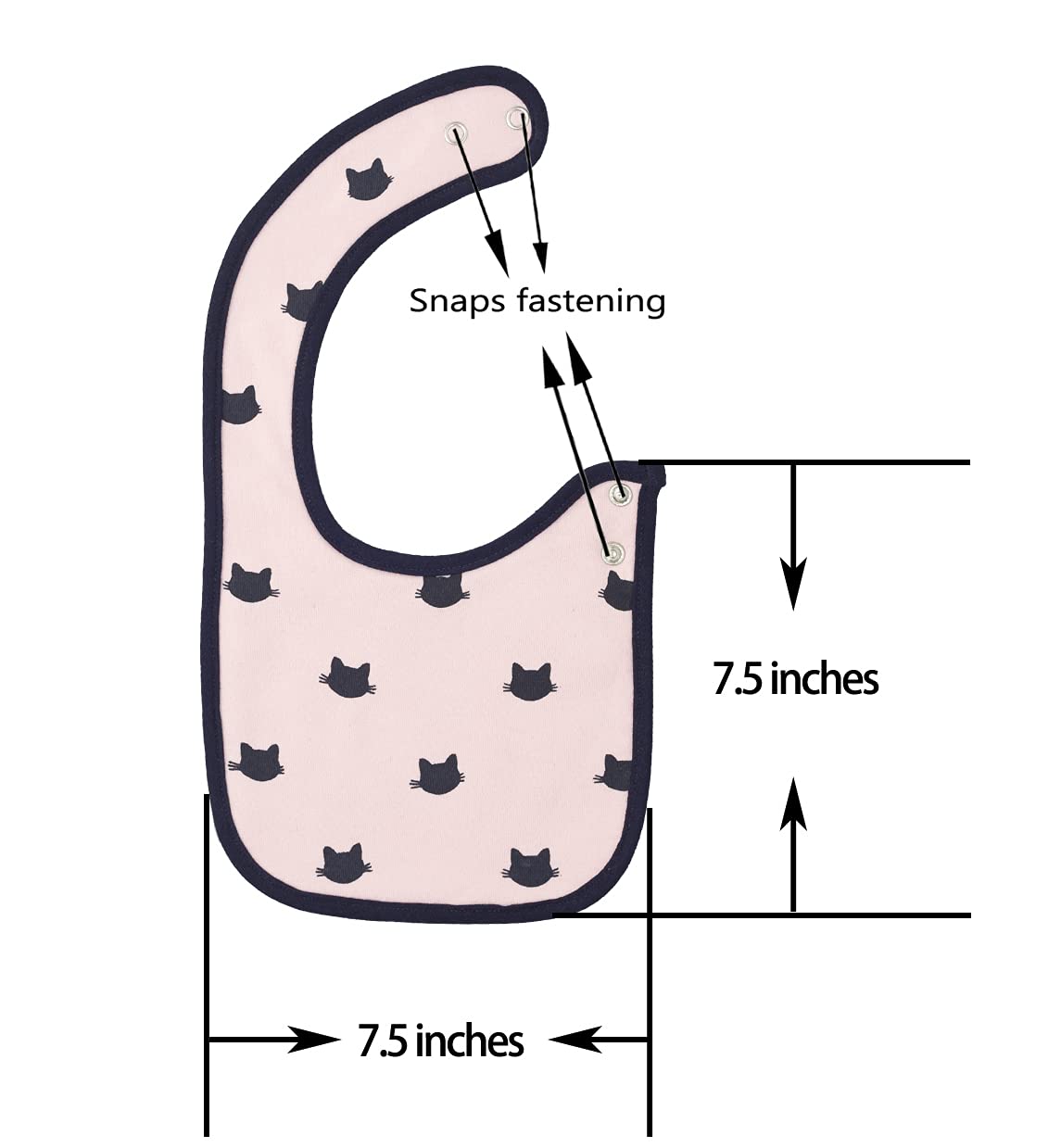 Maiwa baby bibs adjustable snaps with two positions for growing babies.