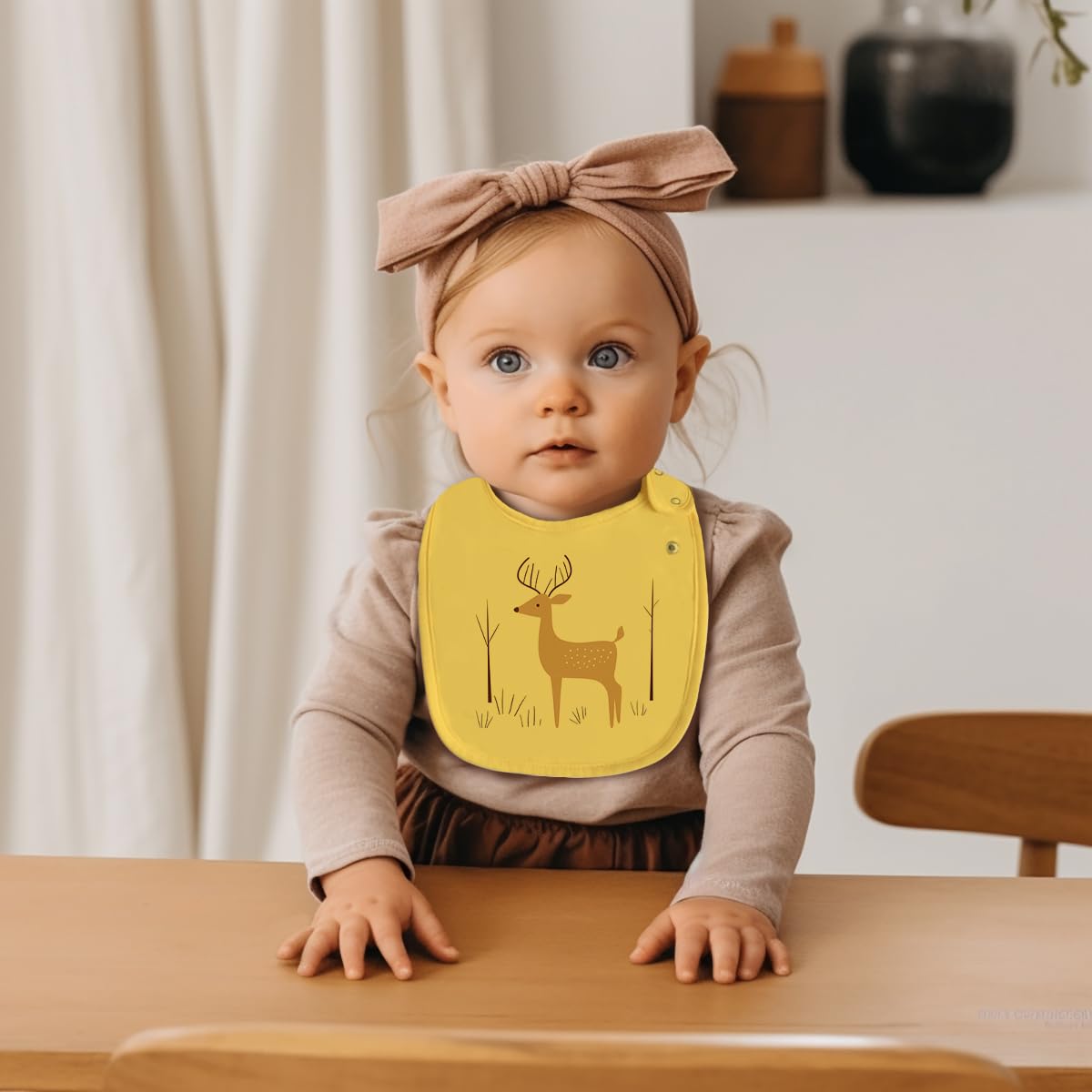 Maiwa bibs are machine washable for quick cleanup