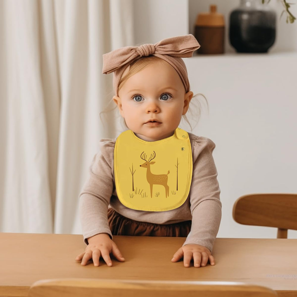 Maiwa bibs are machine washable for quick cleanup