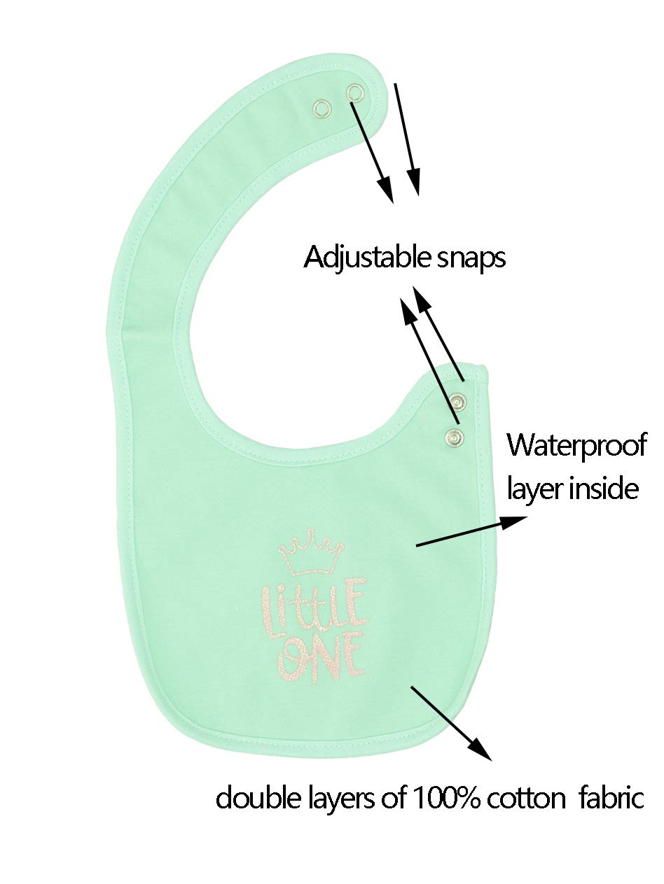 Maiwa baby bibs with two-button adjustment fit growing babies comfortably.