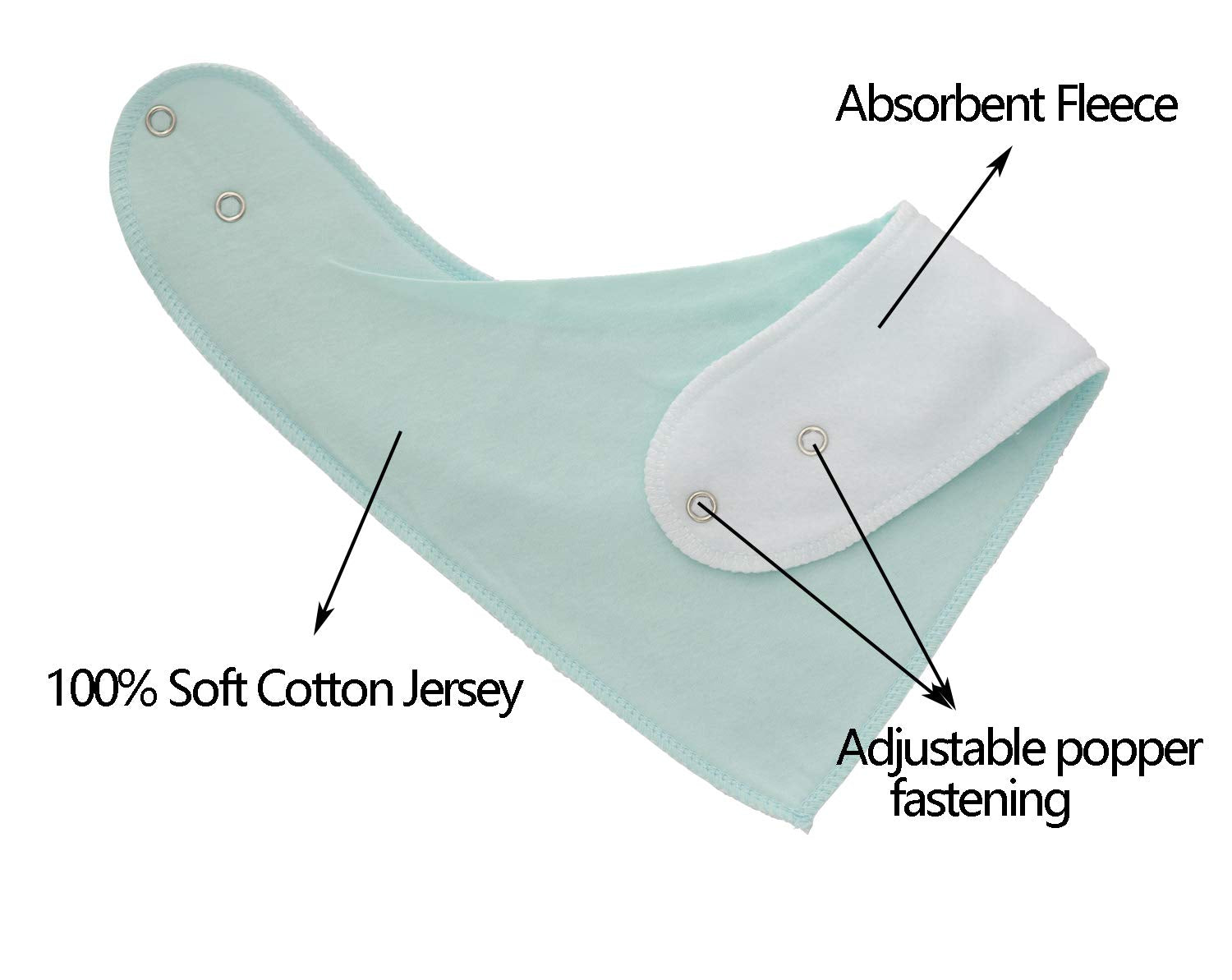 Maiwa Bandana Snap Drool Bibs worn by a baby girl during meals and teething