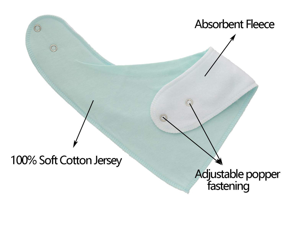 Maiwa Bandana Snap Drool Bibs worn by a baby girl during meals and teething