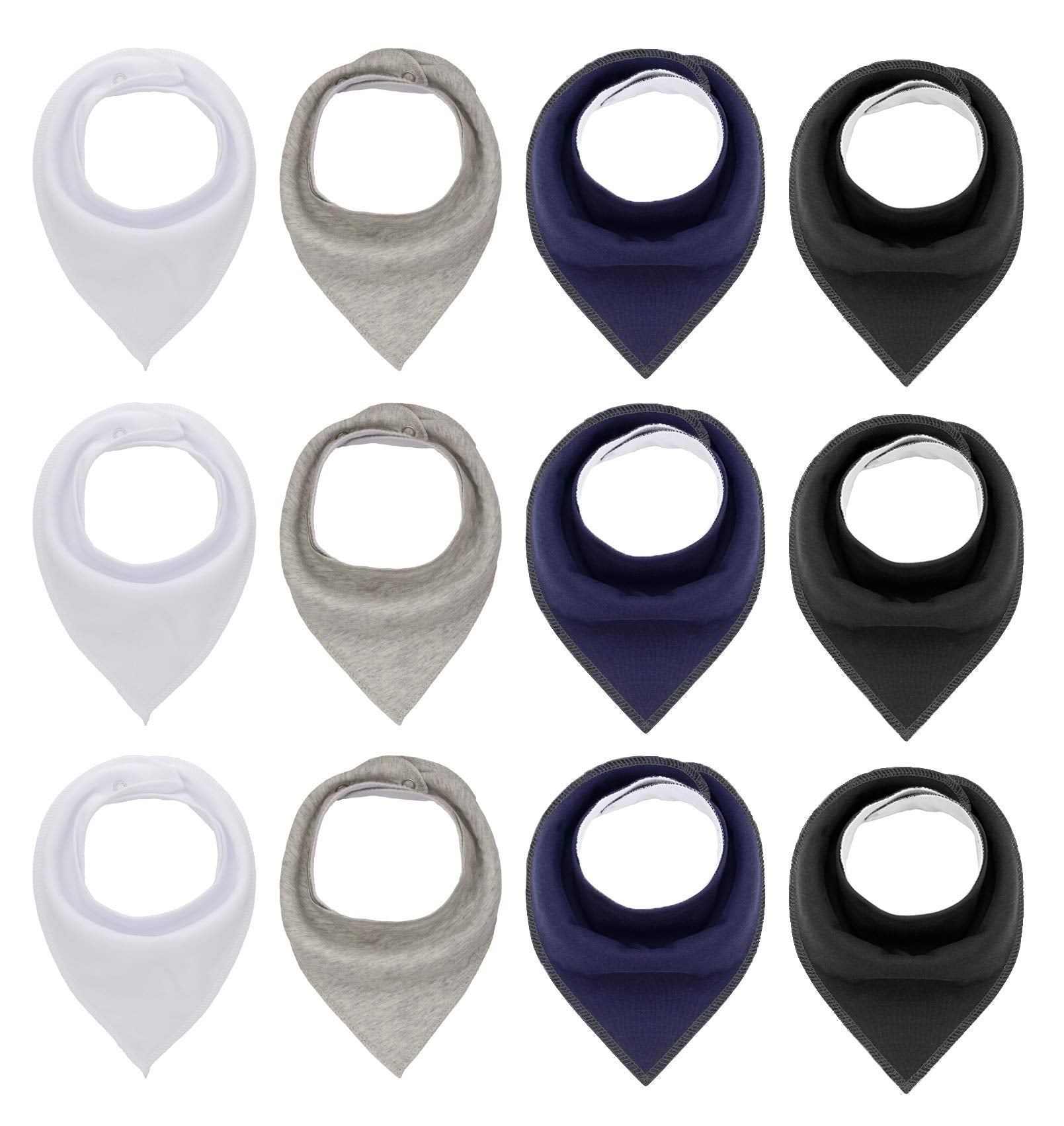 Maiwa black white bandana drool bibs front view with soft cotton for gentle drool absorption