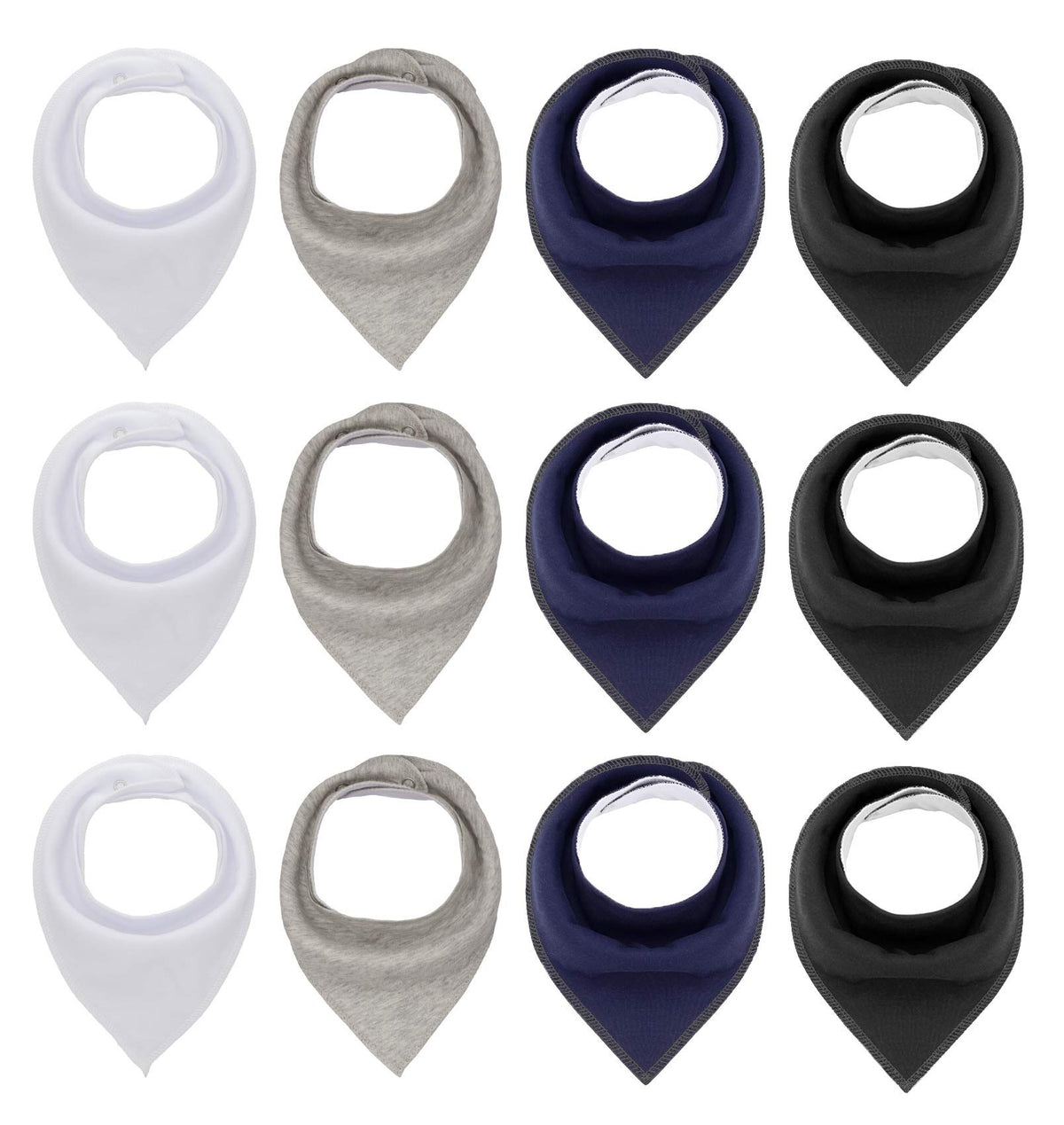 Maiwa black white bandana drool bibs front view with soft cotton for gentle drool absorption