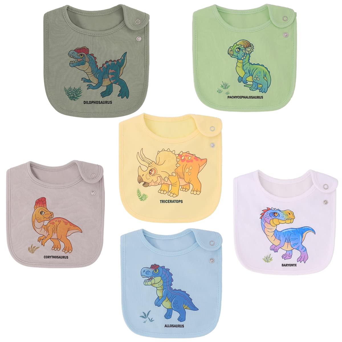 Maiwa Dinosaur Baby Bib folded for travel and quick packing.