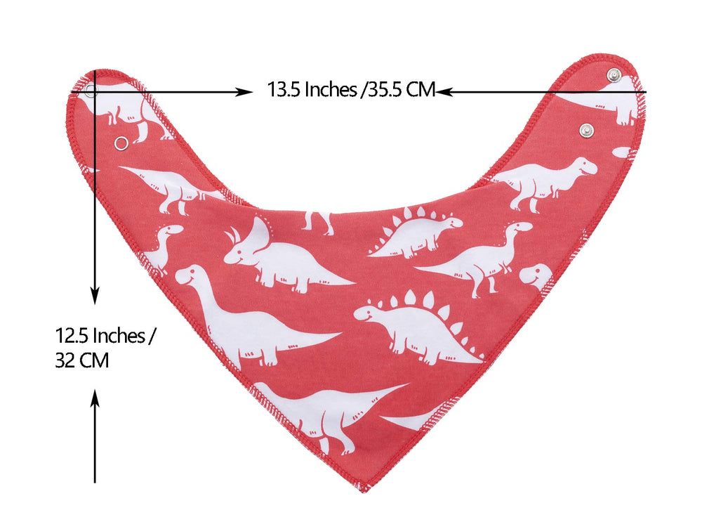 Maiwa dinosaur bandana bib close-up pattern, playful teething style