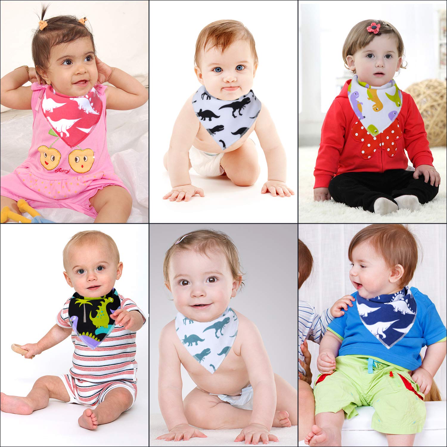 Maiwa dinosaur bandana bib packaging, 10-pack value for outfits