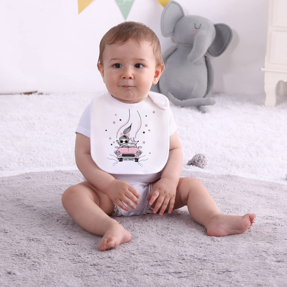 Maiwa front cotton interlock bibs offer gentle daily comfort during feeding and drool.