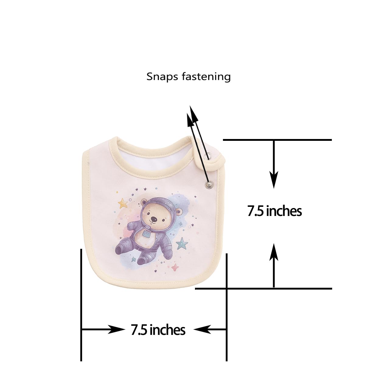 Maiwa unisex baby bibs show adjustable snaps for growing babies during meals.